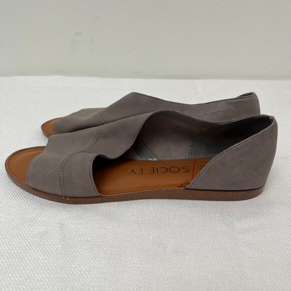 Sole Society Colvan Gray Cut Out Flats Sandals Open Toe Leather Shoe Women's 9 - Picture 2 of 12